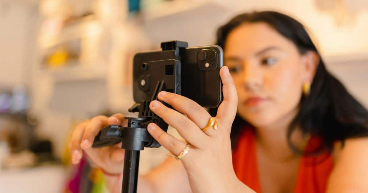 woman filming brand video